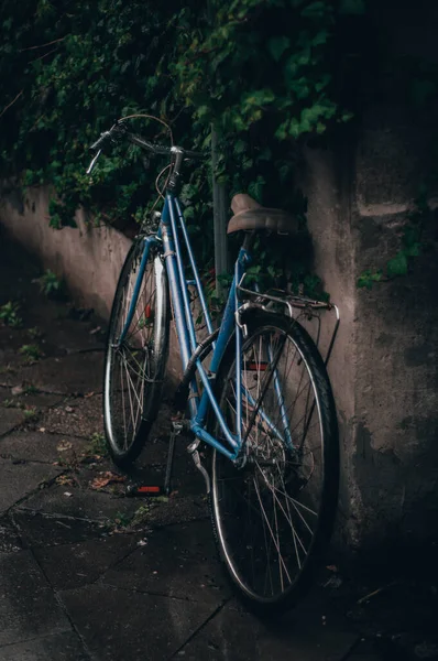 Vertical Shot Bicycle Parked Rural Neighborhood — Zdjęcie stockowe
