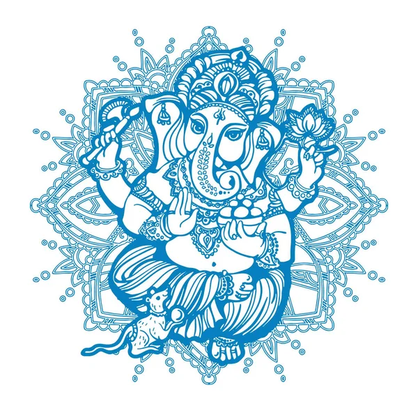 Drawing Sketch Lord Ganesha Bluemandala Pattern Background — Photo