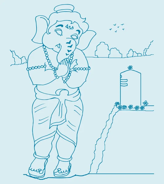 Eine Zeichnung Oder Skizze Von Lord Ganesha Der Vor Einem — Stockfoto