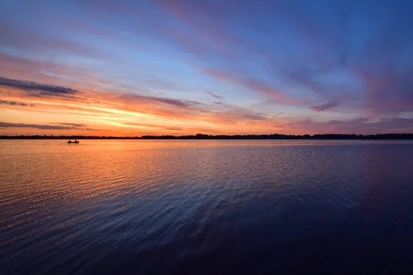 Small Boat Draycote Water England Scenic Sunset — Fotografia de Stock