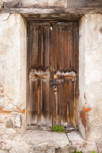 Entrance Door Facade Houses Colonial City Antigua Guatemala Details Spanish — Stock Photo, Image