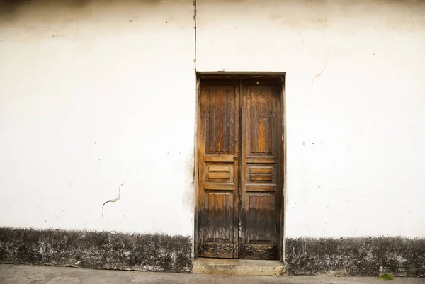 Entrance Door Facade Houses Colonial City Antigua Guatemala Details Spanish — Stock Photo, Image