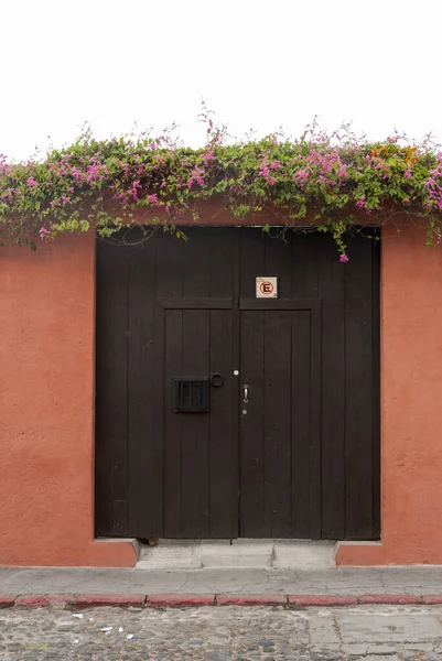 Entrance Door Facade Houses Colonial City Antigua Guatemala Details Spanish — Photo