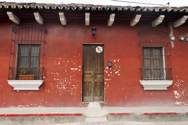 Entrance Door Facade Houses Colonial City Antigua Guatemala Details Spanish — Photo