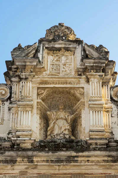 Détail Architecture Baroque Dans Ville Coloniale Antigua Guatemala Détail Bâtiment — Photo