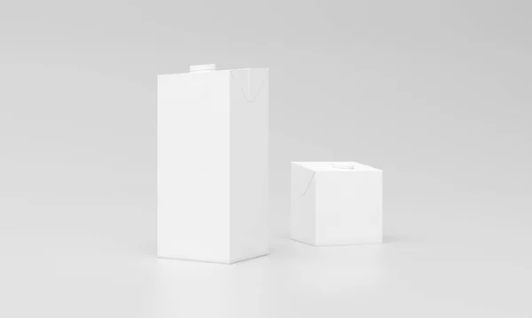 Rendering White Milk Packages Gray Background — Φωτογραφία Αρχείου