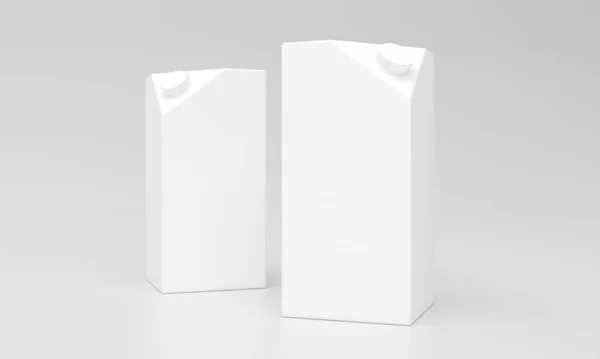 Eine Darstellung Weißer Milchverpackungen Auf Grauem Hintergrund — Stockfoto