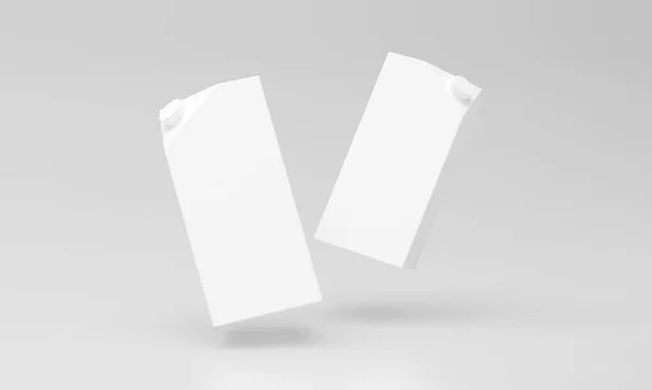 Rendering White Milk Packages Gray Background — Stock Photo, Image