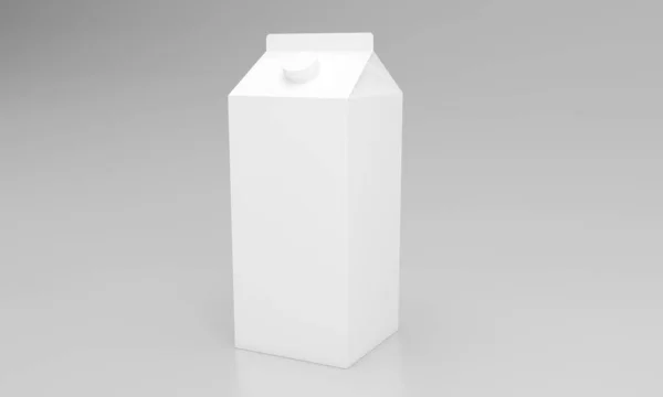 Рендеринг Пакета Белого Молока Сером Фоне — стоковое фото
