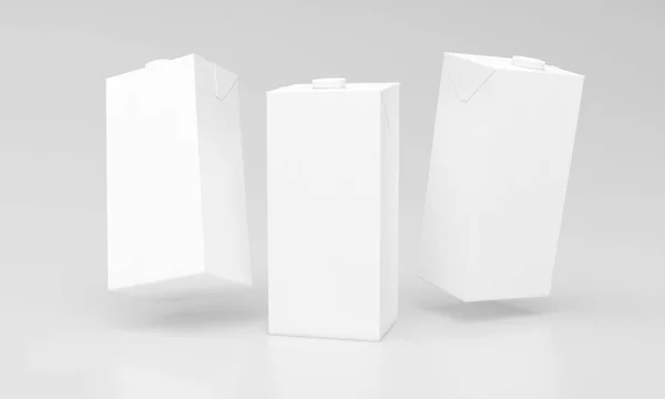 Rendering White Milk Packages Gray Background — Photo