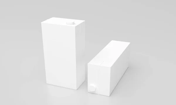 灰色の背景に白い牛乳パッケージの3Dレンダリング — ストック写真