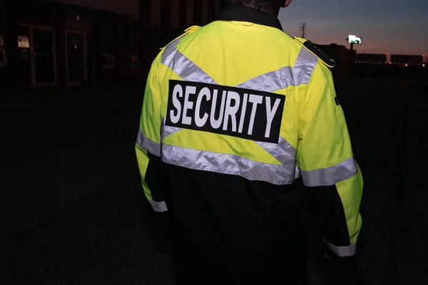 Back View Security Guard Looking Street Dark — Stock Photo, Image