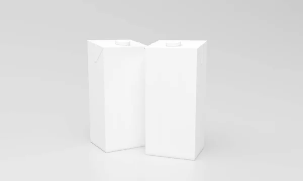 Rendering White Milk Packages Gray Background — Foto Stock