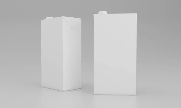 Rendering White Milk Packages Gray Background — Zdjęcie stockowe