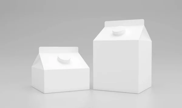 Rendering White Milk Packages Gray Background — Stok fotoğraf