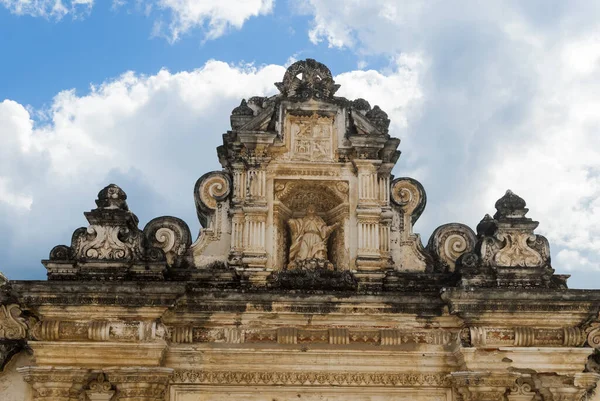 Detail Barokní Architektury Koloniálním Městě Antigua Guatemala Detail Budovy Střední — Stock fotografie