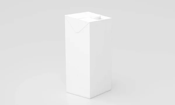 灰色の背景に白い牛乳パッケージの3Dレンダリング — ストック写真