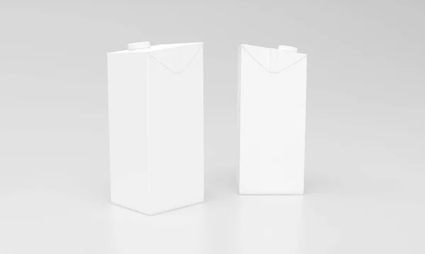 灰色背景下白色牛奶包的三维渲染 — 图库照片
