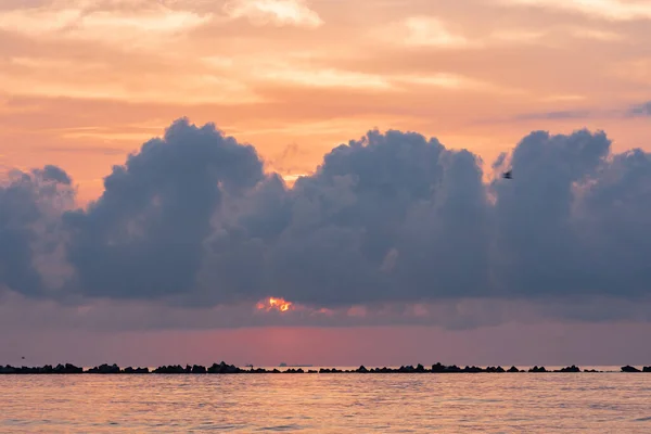 Landscape Sea Cloudy Sky Beautiful Sunset Evening — Stock Photo, Image