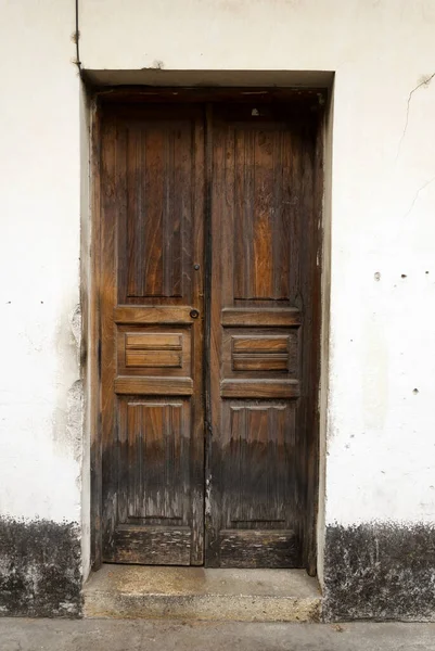 Entrance Door Facade Houses Colonial City Antigua Guatemala Details Spanish — Foto Stock