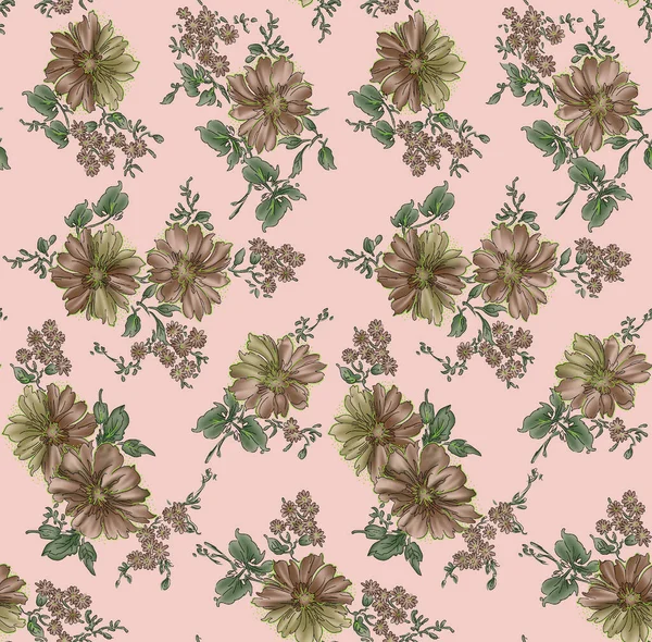 Decorative Floral Pattern Light Pink Background — Stock Photo, Image