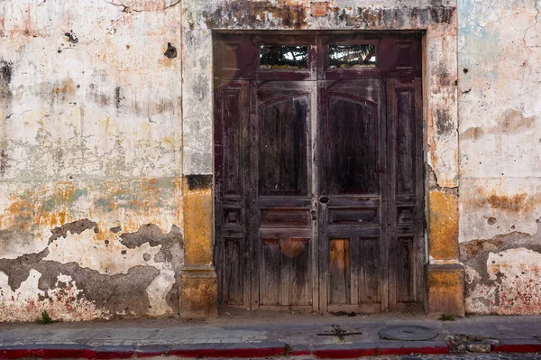 Entrance Door Facade Houses Colonial City Antigua Guatemala Details Spanish — Fotografia de Stock