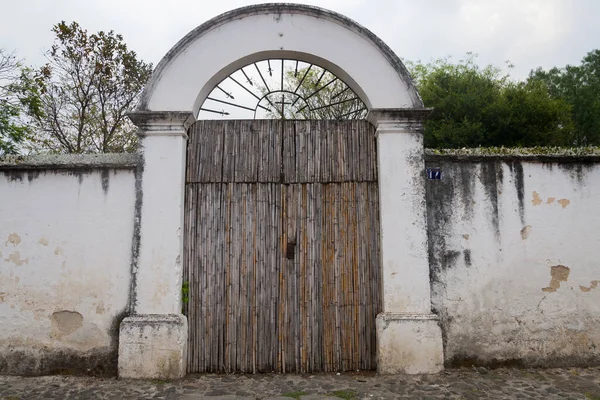 Porta Entrada Para Uma Fazenda Café Guatemala Estrutura Feita Bambu — Fotografia de Stock