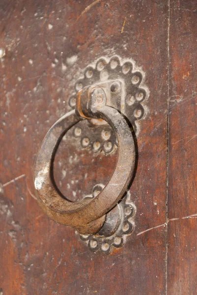 Metal Ornament Front Door House Elegant Rustic Detail Colonial Houses — Foto de Stock