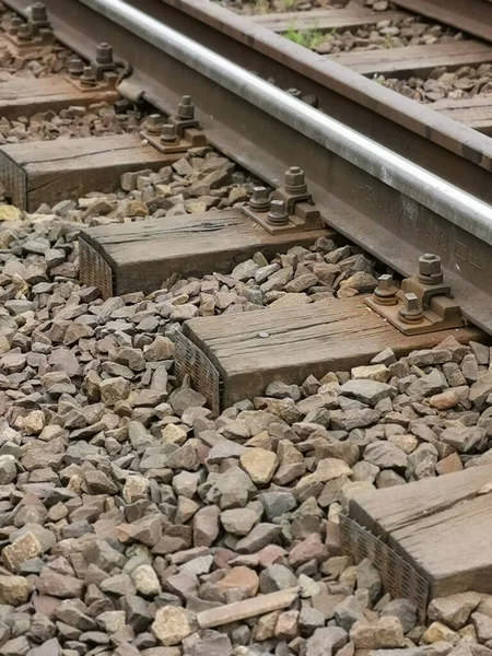 Вертикальный Снимок Железнодорожного Пути Дневном Свете — стоковое фото