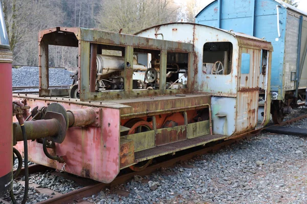 Tren Roto Abandonado Vías Férreas — Foto de Stock