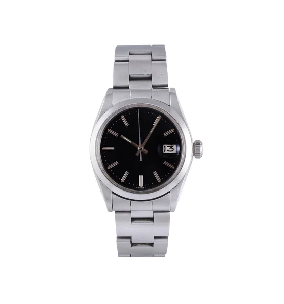 Eine Moderne Silberne Uhr Isoliert Auf Weißem Hintergrund — Stockfoto
