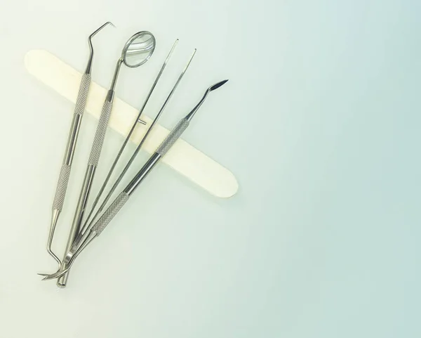 Top View Dental Tools Desk — Stock Photo, Image