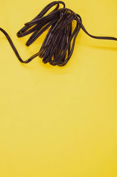 Vertical Shot Wired Charger Isolated Yellow Background — Stock Photo, Image