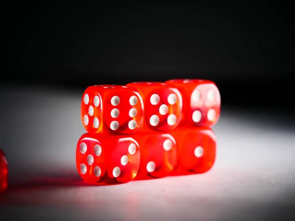 Selective Focus Shot Red Dices White Dots — Stock Photo, Image