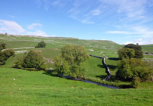 High Angle Shot Yorkshire Dales Sunny Day Summer — 스톡 사진