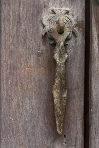 Metal Ornament Front Door House Elegant Rustic Detail Colonial Houses — Zdjęcie stockowe