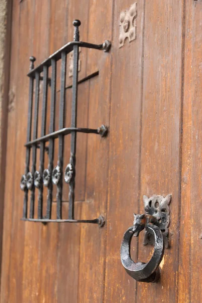 Metal Ornament Front Door House Elegant Rustic Detail Colonial Houses — Zdjęcie stockowe