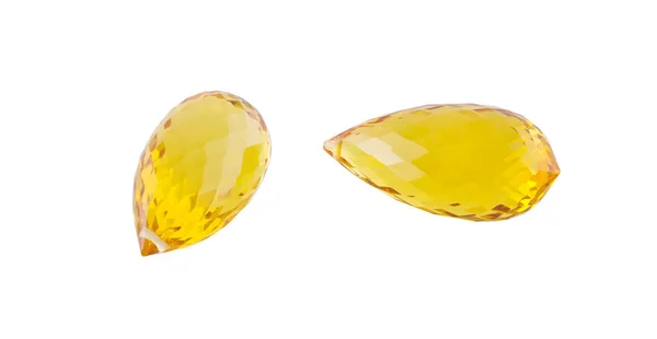 Gelbe Tropfenförmige Kristalle Isoliert Auf Weißem Hintergrund — Stockfoto
