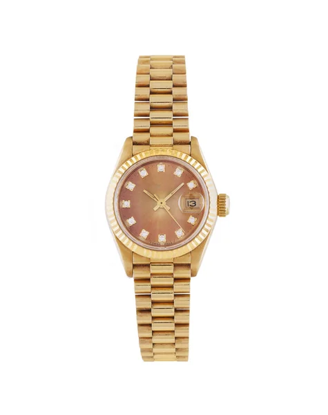 Luxury Golden Watch Isolated White Background — Stockfoto