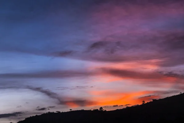 Закат Гватемале Небо Загрязнения Разноцветные Облака — стоковое фото