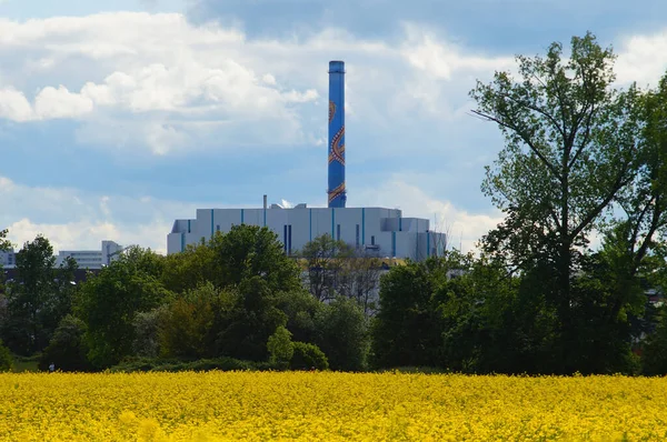 Frankfurt Γερμανια Μαΐου 2021 Εργοστάσιο Από Απόβλητα Ενέργεια Πίσω Από — Φωτογραφία Αρχείου
