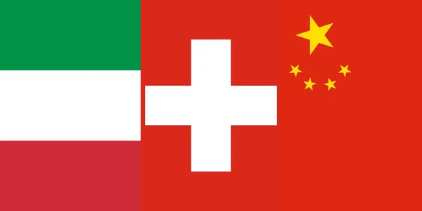 Bandiere Italia Svizzera Cina Gli Sfondi — Foto Stock