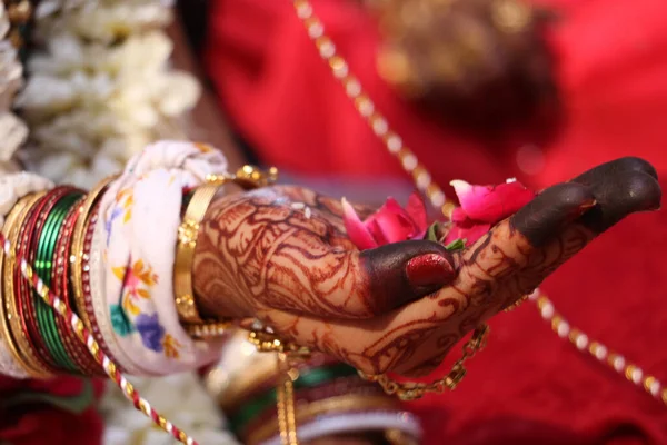 Όμορφες Λεπτομέρειες Ενός Ινδικού Γάμου — Φωτογραφία Αρχείου