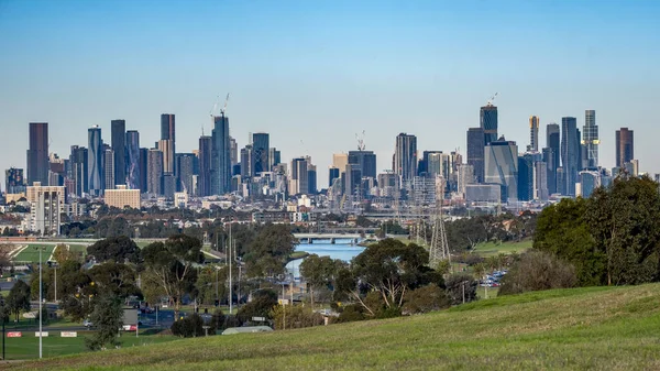 Melbourne Avustralya Yakalanan Gökdelenlerin Binaların Manzarası — Stok fotoğraf