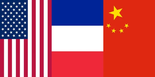 Σημαίες Ηπα Γαλλίας Και Κίνας Για Υπόβαθρα — Φωτογραφία Αρχείου