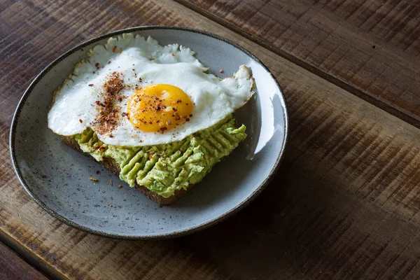 Une Vue Dessus Une Assiette Petit Déjeuner Sain Pain Grillé — Photo