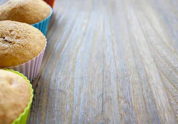 Closeup Shot Cupcakes Wooden Table — Stock Photo, Image