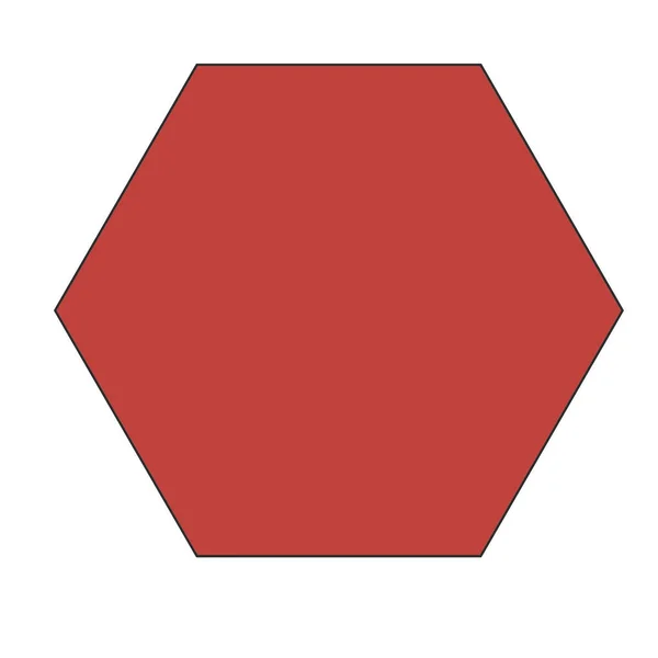 白い背景に孤立した赤い六角形 — ストック写真