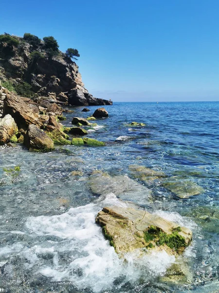 Playa Enmedio Cabo Gata Belo Dia Verão Almeria Mar Mediterrâneo — Fotografia de Stock