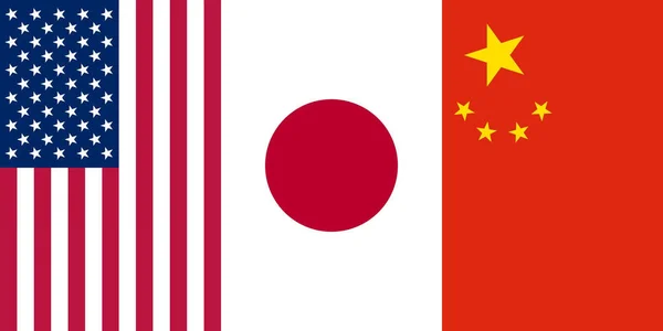 Usa Japan China Flags Backgrounds — Stock Photo, Image